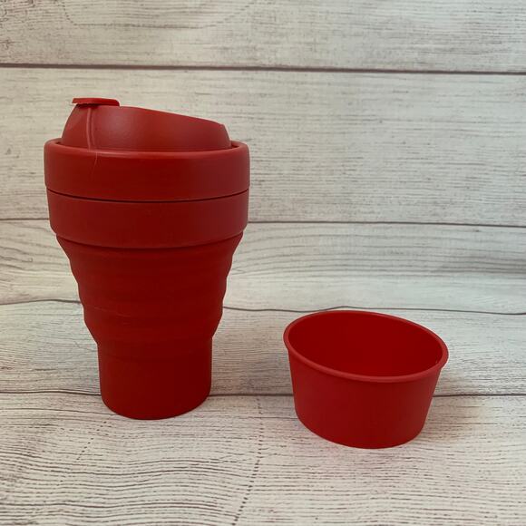 CandyRific Red Collapsible Reusable Silicone Mug 12oz - Picture 6 of 11